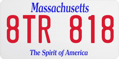 MA license plate 8TR818