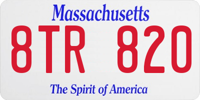MA license plate 8TR820