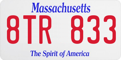 MA license plate 8TR833