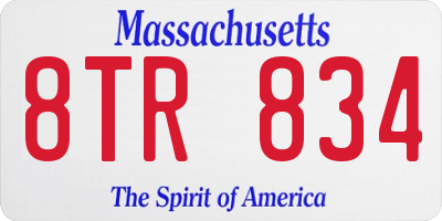 MA license plate 8TR834