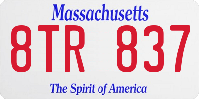 MA license plate 8TR837
