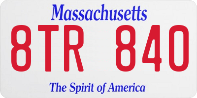 MA license plate 8TR840