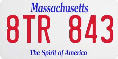 MA license plate 8TR843
