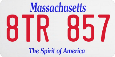 MA license plate 8TR857