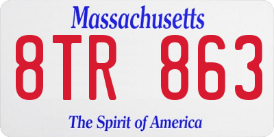 MA license plate 8TR863