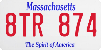 MA license plate 8TR874