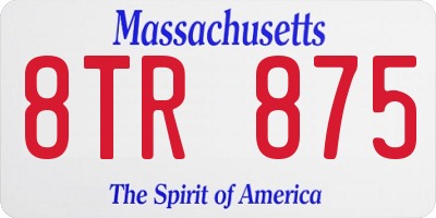 MA license plate 8TR875