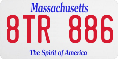 MA license plate 8TR886