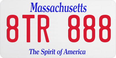 MA license plate 8TR888