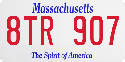 MA license plate 8TR907
