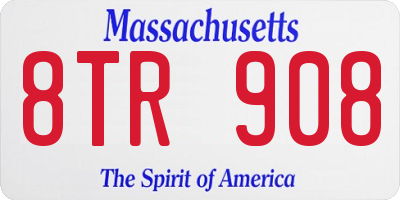 MA license plate 8TR908