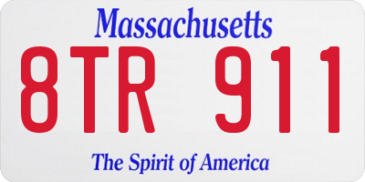 MA license plate 8TR911