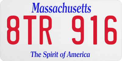 MA license plate 8TR916