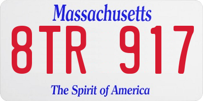 MA license plate 8TR917