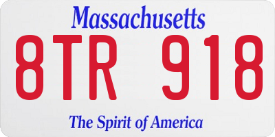 MA license plate 8TR918