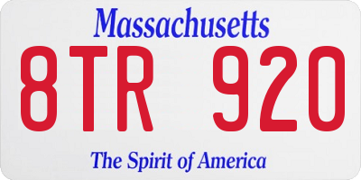 MA license plate 8TR920
