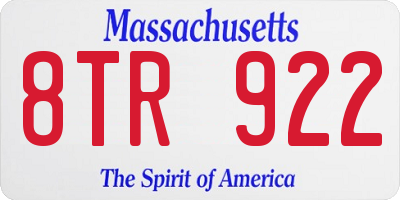 MA license plate 8TR922