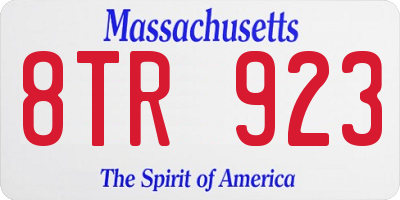 MA license plate 8TR923