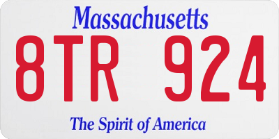 MA license plate 8TR924