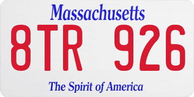 MA license plate 8TR926