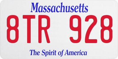 MA license plate 8TR928