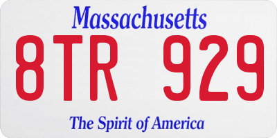 MA license plate 8TR929