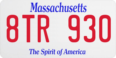 MA license plate 8TR930
