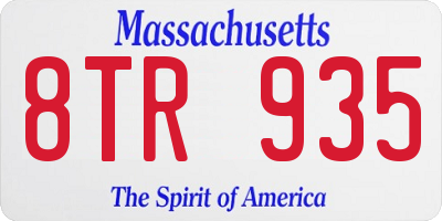 MA license plate 8TR935