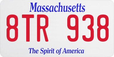 MA license plate 8TR938