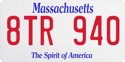MA license plate 8TR940