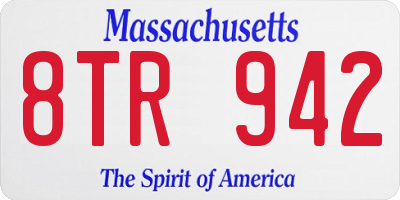 MA license plate 8TR942