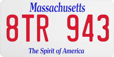 MA license plate 8TR943