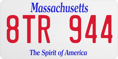 MA license plate 8TR944