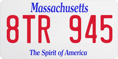 MA license plate 8TR945