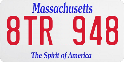 MA license plate 8TR948