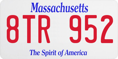 MA license plate 8TR952