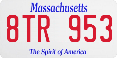 MA license plate 8TR953