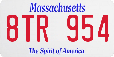 MA license plate 8TR954