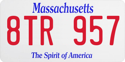 MA license plate 8TR957
