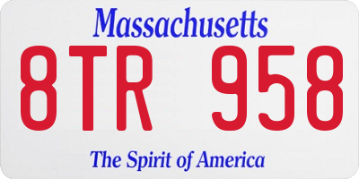 MA license plate 8TR958