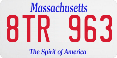 MA license plate 8TR963