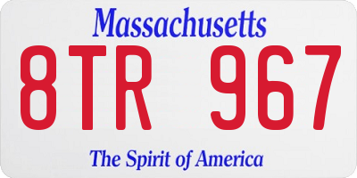 MA license plate 8TR967