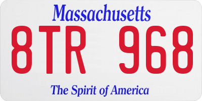 MA license plate 8TR968