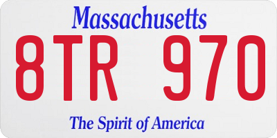 MA license plate 8TR970