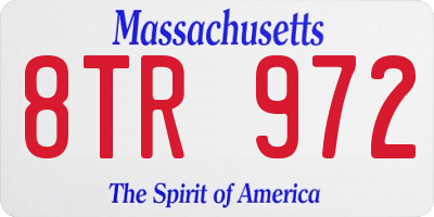 MA license plate 8TR972