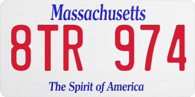 MA license plate 8TR974