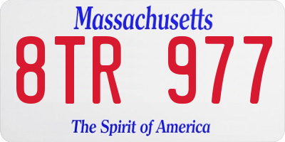 MA license plate 8TR977