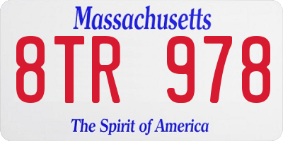 MA license plate 8TR978