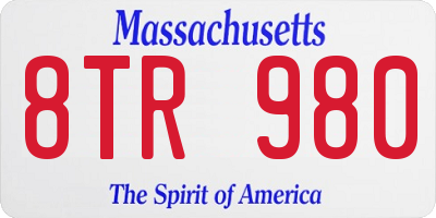MA license plate 8TR980