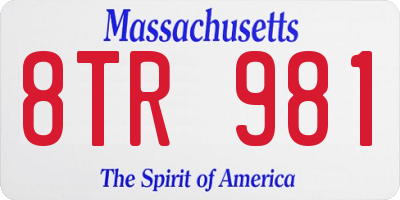 MA license plate 8TR981